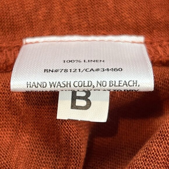 Eileen Fisher Size Small Linen Burnt Orange Oversized Racerback Tank Top Pockets - Picture 8 of 8